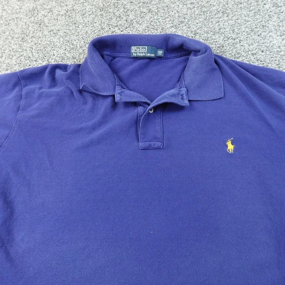 VTG Ralph Lauren Polo Shirt‎ Mens 3XB Blue Pique Pony Golf Short Sleeve Preppy